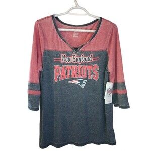 Juniors NFL New England Patriots V-Neck Burnout Tshirt Size Large NWT